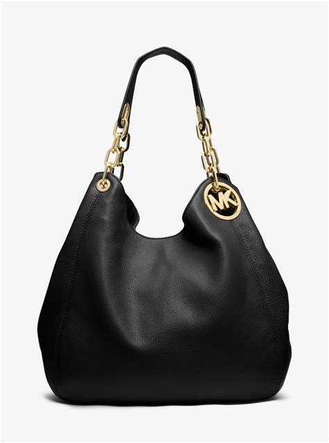 michael kors fulton chain large tote black leather|Michael Kors fulton bag.